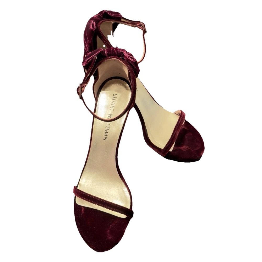 STUART WEITZMAN My Bow Women's Stiletto Heels Bordeaux Sexy Red Velvet Size 9